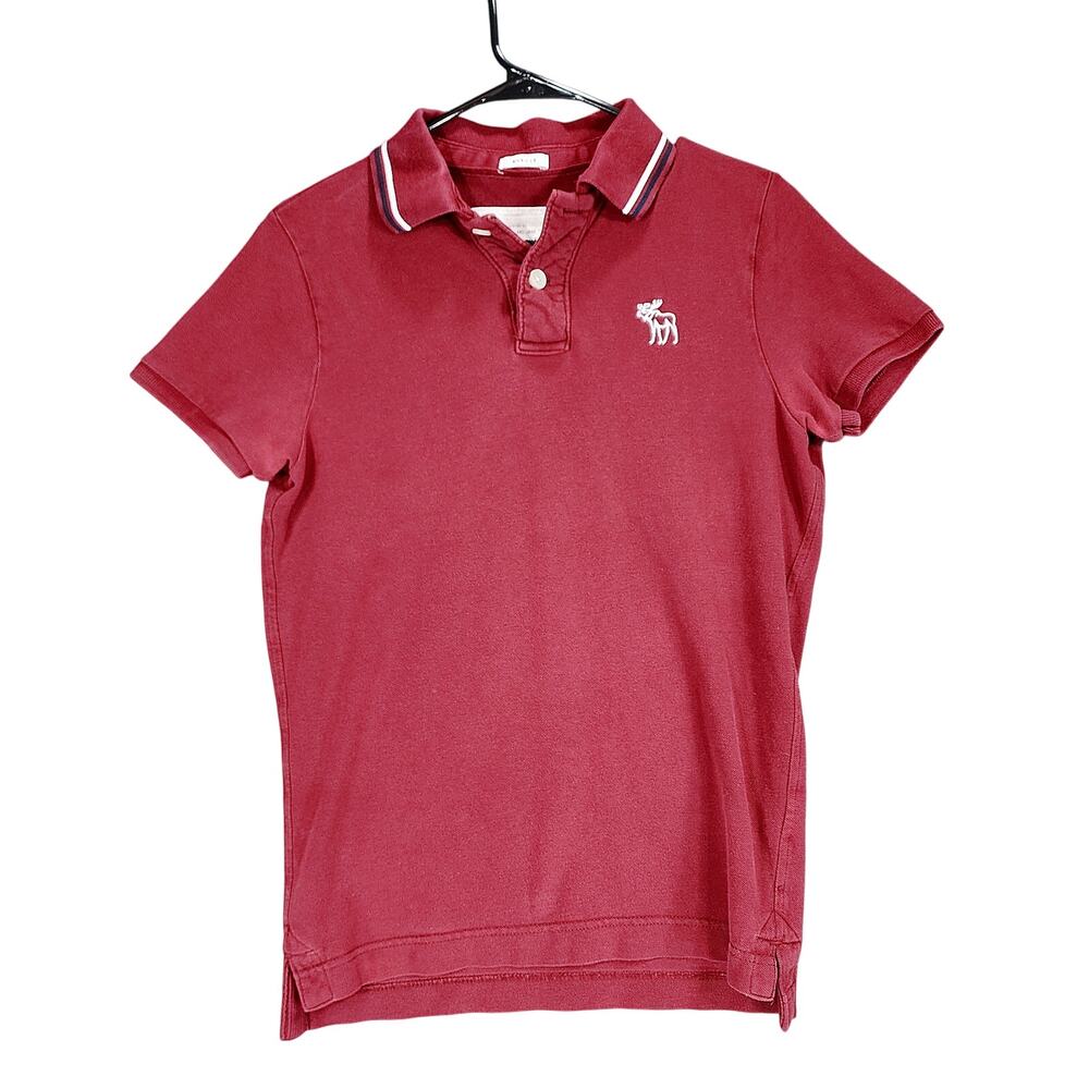 Vtg Abercrombie Fitch Muscle Polo Shirt S Men Red White Moose Y2K 90s Faded READ